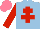 Silk - Light blue, red cross of lorraine, red sleeves, salmon cap