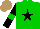 Silk - Green, black star, black sleeves with green armlets, light brown cap