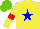 Silk - Yellow, blue star, red armlets, light green cap