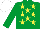 Silk - EMERALD GREEN, yellow stars, white cap
