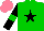 Silk - Green, black star, black sleeves with green armlets, salmon cap