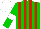 Silk - Green, red stripes, white armlets, white cap