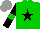 Silk - Green, black star, black sleeves with green armlets, grey cap