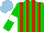 Silk - Green, red stripes, white armlets, light blue cap