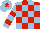Silk - Red and light blue check, light blue and red hooped sleeves, light blue cap, red star