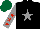 Silk - Black, grey star, grey sleeves, red stars, dark green cap
