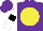 Silk - purple, yellow disc, black armlets on white sleeves
