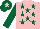 Silk - Pink, dark green stars and sleeves, dark green cap, pink star