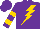 Silk - Purple, gold lightning bolt and 'bj' on back, gold bars