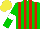Silk - Green, red stripes, white armlets, yellow cap