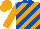 Silk - Orange, royal blue diagonal stripes, royal blue collar, orange cap