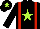 Silk - black, lime green star, red braces, lime green star on cap