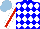 Silk - Blue, white diamonds, sleeves, red stripe, light blue cap