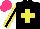 Silk - Black, yellow cross, sleeves, black stripe, hot pink cap
