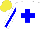Silk - White, blue cross, white sleeves, blue stripe, yellow cap