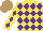 Silk - Yellow, purple diamonds on body & sleeves, yellow cap, light brown cap