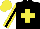 Silk - Black, yellow cross, sleeves, black stripe, yellow cap