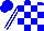 Silk - Blue and white blocks, striped sleeves, 'goutierrez racing' on back