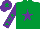 Silk - Emerald green, purple star, purple sleeves, emerald green stars, purple cap, emerald green star