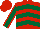 Silk - Red, dark green chevrons, dark green sleeves, red seams, red cap