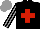 Silk - Black, red cross, white, black striped sleeves, grey cap