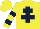 Silk - Yellow, dark blue cross of lorraine, hooped sleeves