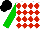 Silk - White, red diamonds, green sleeves, black cap