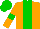 Silk - Orange body, green stripe, orange arms, green armlets, green cap