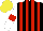 Silk - Black, red stripes, white sleeves with red armlets, yellow cap