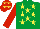 Silk - Emerald green, yellow stars, red sleeves, red cap, yellow stars