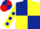 Silk - Dark blue and yellow quartered, yellow sleeves, dark blue spots, dark blue and red quartered cap