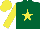 Silk - forest Green, yellow star, yellow sleeves, yellow cap