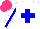 Silk - White, blue cross, white sleeves, blue stripe, hot pink cap