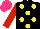 Silk - Black, yellow spots, red sleeves, hot pink cap