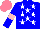 Silk - Blue, white stars, pink armlets, salmon cap