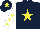 Silk - Dark blue, yellow star, white sleeves, yellow stars, dark blue cap, yellow star