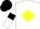 Silk - White, Yellow diamond, White sleeves, Black armlets and cap