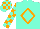 Silk - Aqua, orange diamond frame, orange blocks on sleeves, aqua and orange checked cap