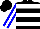 Silk - Black, blue and white hoops, blue and white stripe on sleeves