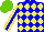 Silk - Blue, yellow diamonds, sleeves, blue stripe, light green cap