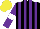 Silk - Black, purple stripes, sleeves, white armlets, yellow cap