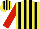 Silk - Yellow & black stripes, red sleeves, yellow & black striped cap
