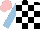 Silk - Black and white check, light blue sleeves, pink cap