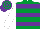Silk - Emerald green, purple hoops, white sleeves, purple and emerald green hooped cap