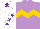 Silk - Mauve, gold chevron hoop, white sleeves, purple stars, white cap, purple star