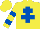 Silk - Yellow, royal blue cross of lorraine, hooped sleeves