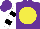 Silk - Purple, yellow disc, black bars on white sleeves