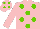 Silk - Pink, light green spots, pink sleeves, pink cap, light green spots