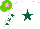 Silk - WHITE, dark green star, white sleeves, dark green stars, light green cap, pink star