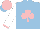 Silk - Light blue, pink shamrock, white sleeves, pink cuffs and cap, light blue peak